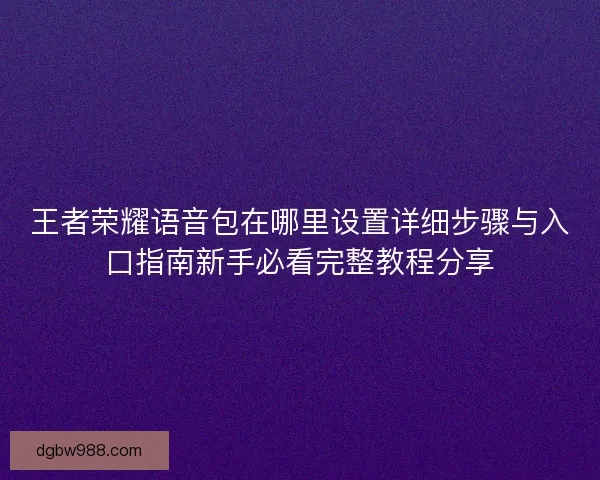 王者荣耀语音包在哪里设置详细步骤与入口指南新手必看完整教程分享