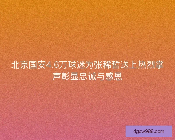 北京国安4.6万球迷为张稀哲送上热烈掌声彰显忠诚与感恩